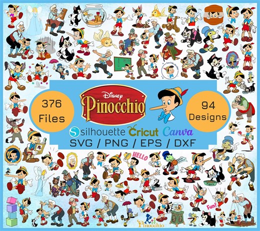 Pinocchio SVG Bundle, Pinocchio Svg & Png Files for Cricut, Geppetto Png, Figaro PNG for Shirts, Pinocchio Clipart Instant Download - Etsy
