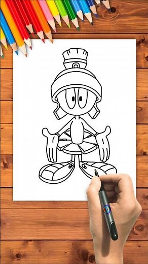 How to Draw a Cute Marvin the Martian | Easy Drawing Tutorial for Kids