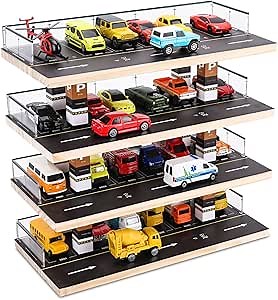Amazon.com: Saichotoy Display Case for Hot Wheels & Matchbox, 1/64 Scale Diecast Toy Car Storage, Parking Garage Diorama - Freestanding Storage with 4 Levels 24 Spots Maximum 40 Cars : Toys & Games