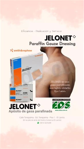 Material Médico Quirúrgico | Caracas on Instagram: "🔷 JELONET^ - NON MEDICATED PARAFFIN GAUZE DRESSING - Smith & Nephew 🔷 🔷JELONET^ Apósito de Gasa Parafinada - Smith & Nephew JELONET es un apósito de tul gras de parafina estéril hecho con gasa de tejido abierto tipo Leno. ✓ Ésta gasa tiene hilos entrelazados que minimizan el deshilachado cuando se corta el vendaje. ✓ Es calmante de baja adherencia y permite que la herida drene libremente en un apósito secundario absorbente. ✓ No está medicad