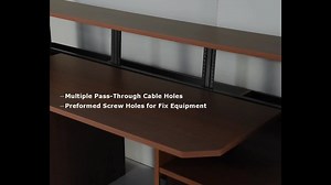 Acme Furniture Annette 26 in. Rectangular Natural and Black Finish Metal Computer Desk with Keyboard Tray and Shelves OF00994