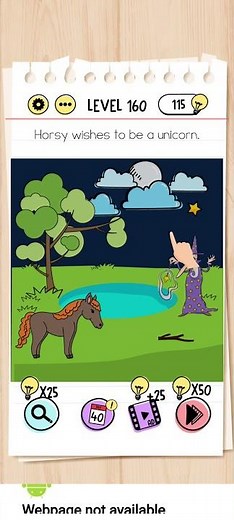 Brain Test level 160 - horsy wishes to be a unicorn.