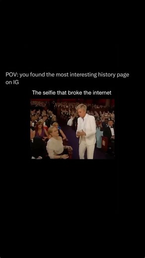 History Reels on Instagram: "In 2014, a spontaneous selfie taken at the Academy Awards turned into one of the most iconic images the internet has ever seen. During the live broadcast, host Ellen DeGeneres pulled together a cluster of Hollywood heavyweights—Bradley Cooper, Jennifer Lawrence, Meryl Streep, Brad Pitt, Angelina Jolie, Kevin Spacey, Lupita Nyong’o, and Jared Leto—for an unscripted photo. Bradley Cooper stretched out his arm to take the shot, and Ellen quickly posted it online with th