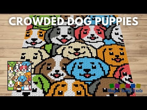 FREE GRAPH - Crowded Dog Puppies - C2C & Tapestry Crochet Pattern | Magic Yarn Pixels