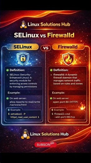 SELinux vs Firewalld Explained in 30 Sec 🔥 | Linux Security Basics