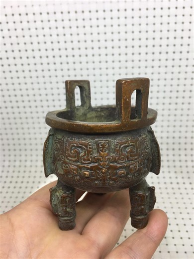 Vintage Bronze Tripod Ritual Bowl Tea Pet | Ornate Taotie Motif Antique Tea Table Decor - Etsy