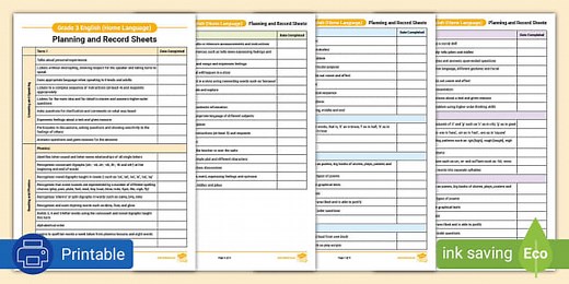 * NEW * Grade 3 English (Home Language): CAPS Document: Planning and Recording