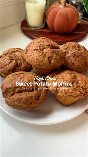 Level up your mornings with these fluffy, moist, and high fiber sweet potato muffins! 🍠 #paidpartnership I’ve been more intentional about hitting my daily fiber goal lately, and @Bob’s Red Mill High Fiber Flour is making it so much easier. It’s a simple 1:1 swap for all-purpose flour but with 6 grams of fiber per serving — that’s five times more than traditional flour! I used it to make these sweet potato muffins, and they turned out perfectly soft and cozy. I can’t wait to use this flour for m