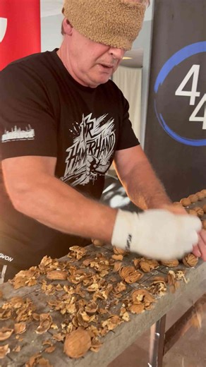 Blindfolded Walnut Smashing Challenge with Incredible Speed