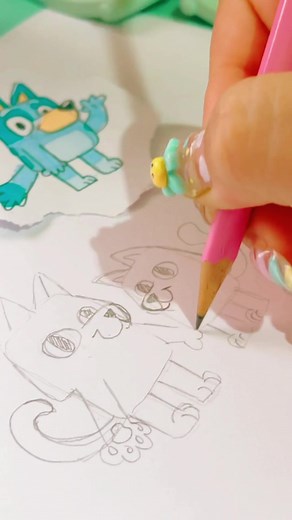 Dibujo de Gatos al Estilo Bluey