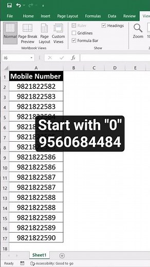 How to Start Numbers with Zero in Excel #exceltricks #excel #googlesheets #exceltutorial #exceltips