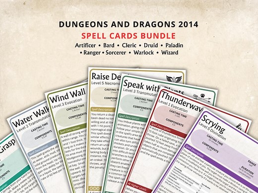 Complete Dnd 5e Spell Cards: All Classes, 884 Spells (digital Download) - Etsy
