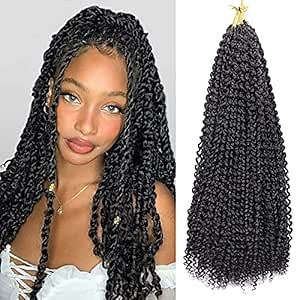 Passion Twist Hair 22 Inch Passion Twist Crochet Hair Water Wave Crochet Braids Spring Twist Braiding Hair Crochet Hair for Black Women Long Bohemian Hair Extensions (7 Packs,1B)