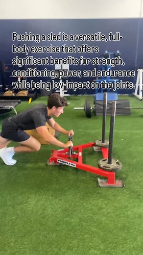 Pushing a sled is a versatile, full-body exercise that offers significant benefits for strength, conditioning, power, and endurance while being low-impact on the joints. @g4athlete #ftinessgoals #workoutmotivation #healthylifestyles #fitnesstips #personaltrainer | Anthony Andrisek