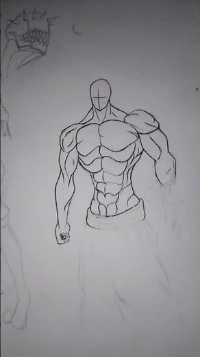 Realistic Muscular Body Drawing | Powerful Bodybuilder Sketch Art ✍️🔥