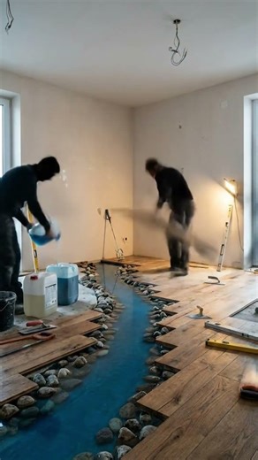 This Epoxy River Floor Transformation is Absolutely Mesmerizing #epoxy #homedesign #diy
