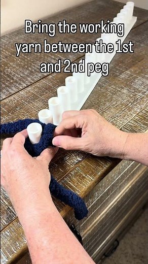 Casting on for 3/4" Chunky Blanket Knitting Loom #Chunkyyarn #chunkyblanket #Chunkyblanketloom