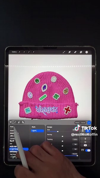 Procreate tutorial for beginners colored stones beanie using my rhinestone v2 pack! My brushes and mockups 👇🏽 Restlesscoffin.com #procreate #procreatebrushes #fyp #digitalbrushes #howto