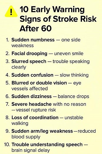 ⚠️ 10 Early Warning Signs of Stroke Risk After 60 | Seniors Must Know