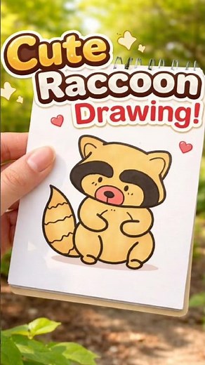 How ✨ to Draw a Cute #Raccoon Step by Step | Easy Drawing for Beginners #Cute Raccoon colouring. 🦝