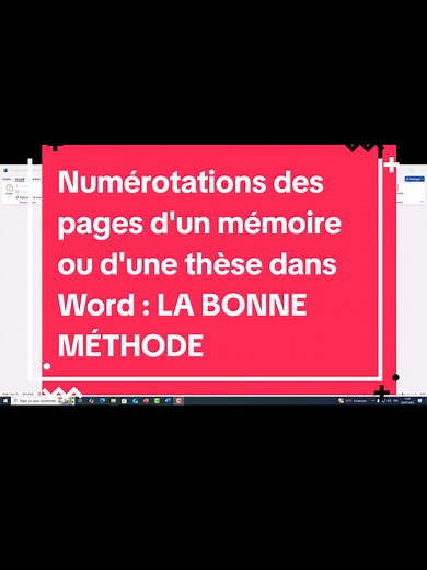 Numérotation des pages d'un mémoire dans Word