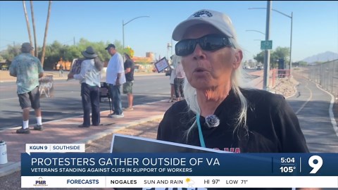 Protests continue outside Tucson VA Hospital, standing against 30,000 job cuts nationwide