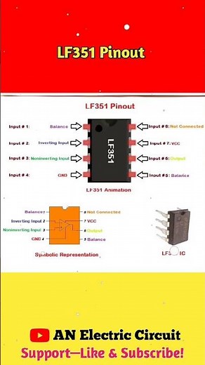 LF351 Pinout | #shortsfeed #component #electroniccircuit