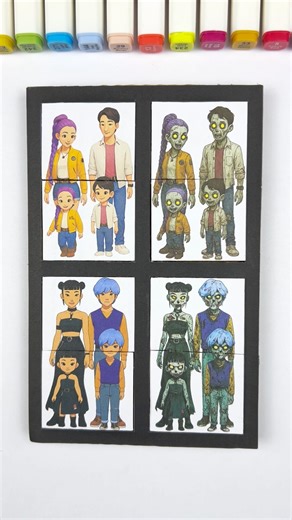 K-pop Simple Vs Horror Cardboard Piece Correcting Puzzle Solving Challenge #kpopdemonhunters #trend