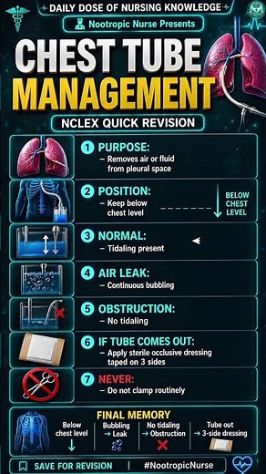 Chest Tube Management | NCLEX Quick Revision - Nootropic Nurse