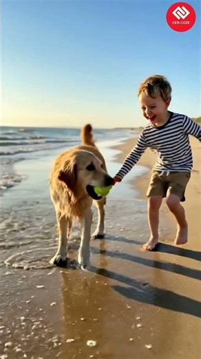 Cute Puppy & Kid Beach Fun | Happy Summer Moments 🏖️🐶 #shorts #animalshorts #funnyanimals #baby