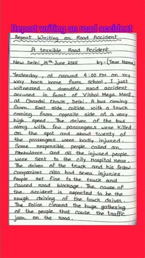 Report Writing on Road Accident | English Report Writing for Students