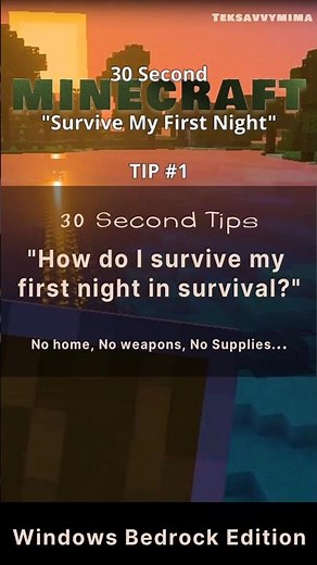 How to Survive Your First Night in Minecraft (30-Second Tip)