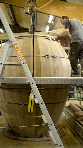 While the oak flavor will fade over time, the foudres can still be used to ferment for decades. #oakwood #winemaker #winelover | Business Insider