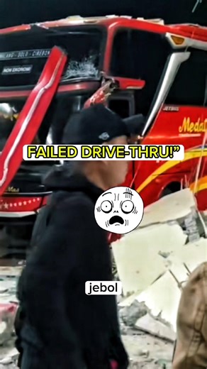 BUS DIDN’T PARK — IT CHECKED INTO THE RESTAURANT!”