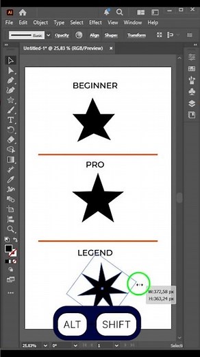 Drawing a Star in Illustrator — Beginner vs Pro vs Legend #adobetool