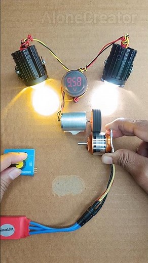 Powering Voltmeter & Fog Light with High–Speed Drone Motor #shorts #dcmotor