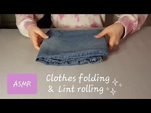 ASMR Clothes Folding & Lint Rolling - Relaxing Fabric Sounds - Gentle Movements & WHISPERING