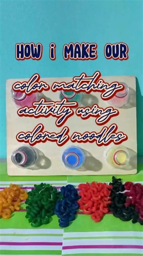 How i make our colored noodles activity. #nanayellaandval #FineMotorSkills #activitiesforkids #finemotoractivity #asdawareness #reels #reelsvideo #MapapagodPeroDiSusuko #instreamadsmonetization #autism | Nanay Ella and Val