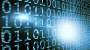 Binary numbers motion on modern futuristic digital wall. Business background animation.