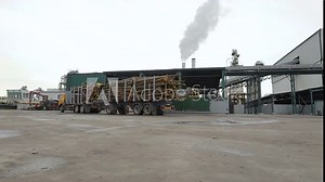 Machine, truck or trailer delivers lumber, logs, wood, timber to woodworking plant or factory. Wood supply to warehouse or stock