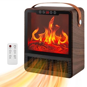 Portable Electric Fireplace Space Heater for Indoor Use, Remote Control, 3 Mode Settings, 24H Timer & Safety Tip-Over Protection
