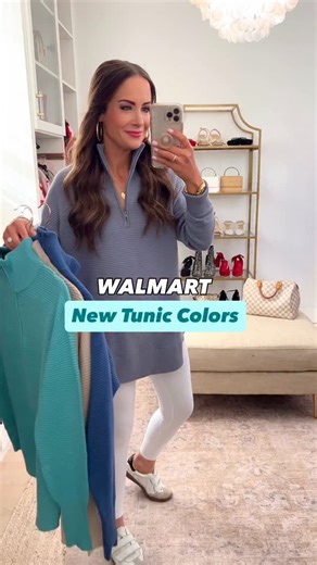 Lindsay & Whitney on Instagram: "Hooray! Our fave tunics are back in new spring colors! Comment OUTFIT LINKS to shop it all! 🩵 We size up one for a relaxed fit. Y’all will love them! 🥰 We hope you have an amazing day! Xo, L & W #walmart #walmartfashion #walmartstyle #athleisure"