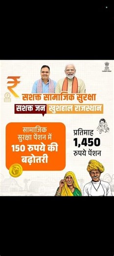 राजस्थान | सामाजिक सुरक्षा पेंशन में 150 रुपये की बढ़ोतरी प्रतिमाह 1,450 रुपये पेंशन