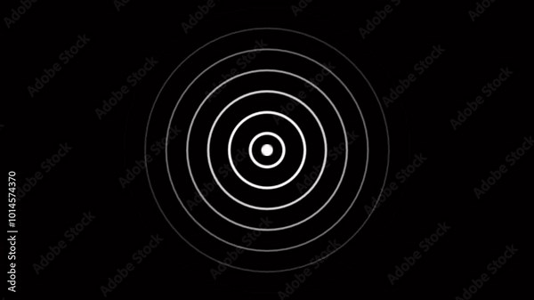 Animation of white circular electric wave spreading with transparent channel. Radio Waves in Circle Form. Radio waves signal animation.