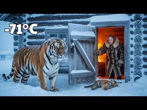🐯 A wild tiger brought her cub to the doorstep of an 80-year-old woman in -71°C Siberia.
