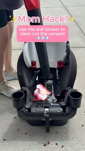 💨 When life gives you a mess, just use the leaf blower! 💨 #momhacks #parenthacks #leafblower #carseat #cleaning | Bre and Kyle