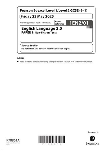 Merged 2025 Pearson EDEXCEL GCSE English Language 20 Question Paper And Mark Scheme 1en2 01