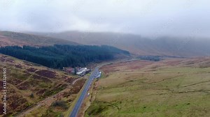 The amazing landscape of Brecon Beacons National Park in Wales -aerial photography