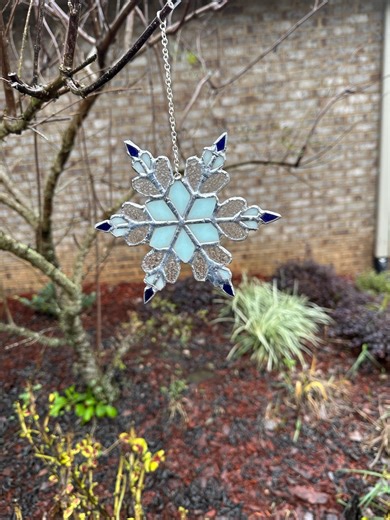 Handmade Stained Glass Snowflake Ornament - Etsy