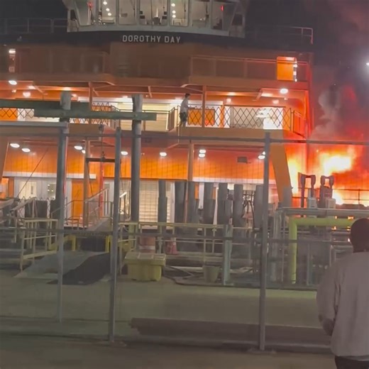 FERRY FIRE: Stunning video obtained by the Advance/SILive.com shows a dock ablaze next to the Staten Island Ferry boat Dorothy Day Friday morning. Full details here: https://l.silive.com/i12ixg #siny #statenisland #siferry | Staten Island Advance